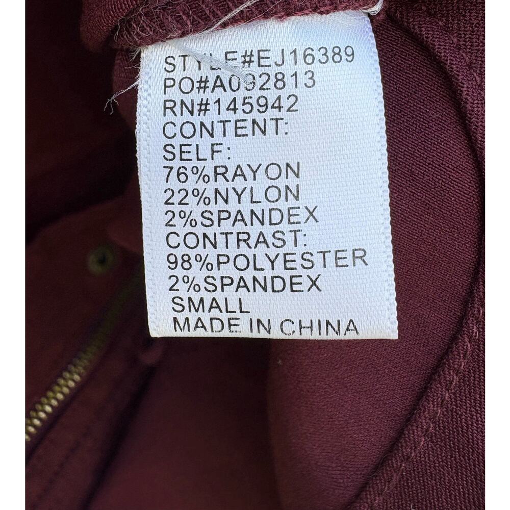 Eden Society Holly Cargo Jacket Contrast Hood Stretch Lightweight Burgundy Red S - Picture 6 of 6